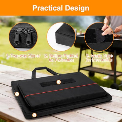 HODRANT Full-Size Griddle Storage Bag ith Pockets & Handles | Padded Flat Top Cover Compatible with Weber Spirit 300 Series & Genesis 300 Series Griddle, for Camping & Travel, Bag Only