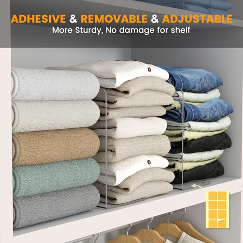 OKPOW Shelf Dividers for Closet Organization – Keep Sweaters & Purses Upright, Clear Acrylic Separators for Most Wood Shelves & Pantry, Damage-Free, Sturdy & Tall (10" x 12", 8 Pack)