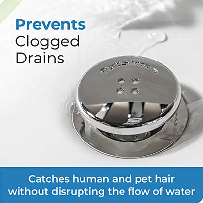 TubShroom Tub Drain Hair Catcher Combo Pack with Silicone Stopper, Black Chrome – Protector and for Bathroom Drains, fits any standard bathtub drain measuring 1.4” to 1.8” wide