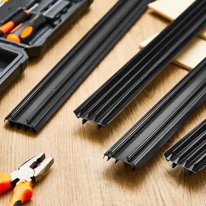 Pushglossy 2 Pcs 32inch Replacement Door Bottom with Vinyl Fins 1 3/4" Wide Threshold Seal Bottom of Door Weatherstrip Kerf Weather Stripping for 7/8" Between Barbs(Black)