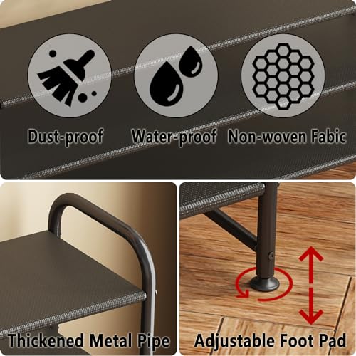 INGIORDAR 3 Tier Long Shoe Rack Organizer for Closet Metal Shoe Storage | Extra-wide Design Stores 20+ Pairs of Shoes, Sturdy Metal Frame, Ideal for Entryway,Closet and Garage Storage Black