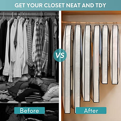 40" Clear Garment Bags for Hanging Clothes, 4" Gusseted Suit Bags for Closet Storage, Hanging Clothes Storage Suit Cover Bags with Zipper for Coats, Jackets, Shirts, 4 Packs