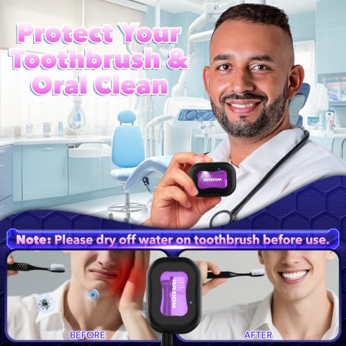 Toothbrush Sanitizer Case, RRZIOM Portable Toothbrush Covers Rechargeable | Rechargeable Toothbrush Cleaner Holder Case for Travel Home, Detachable Toothbrush Cover Cap for All Toothbrushes (Black)