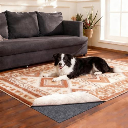 Rug Pad Waterproof Non-Slip 6x9 ft, 1/8" Thick Felt Cushion Pad for Area Rugs – Protects Hardwood, Tile & Laminate Floors – Keeps Rugs Flat & Secure