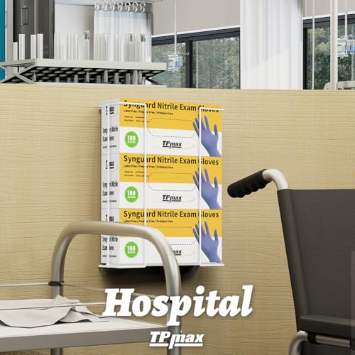 L Size Gloves Box Holder Glovesbox Wire Rack Dispenser for Gloves,Tissues Paper Towels Organizer - Mounting Accessories Included - Holds 3 boxes - Perfect for Lab, Food Service and Home