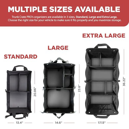 Car Trunk Organizer for SUV & Truck Cargo Storage, Large, Black | Fits Cars, SUVs & Trucks 4 Adjustable Compartments Non-Slip Base & Straps Foldable 11 Pockets Car Accessories