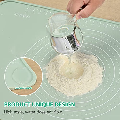 Silicone Pastry Mat 24"*16" Extra Thick Non Stick Baking Mat Food Grade Silicone Dough Rolling Bake Mat with Edge Heightening