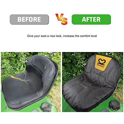 Riding Lawn Mower Seat Cover 600D Non Slip Tractor Seat Cover with Padded | Heavy Duty Seat Covers Universal Fits for Craftsman, Cub Cadet, Kubota, Troy Bilt and More, Padded Cushion, Non Slip Rubber