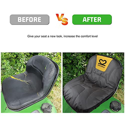 Riding Lawn Mower Seat Cover 600D Non Slip Tractor Seat Cover with Padded | Heavy Duty Seat Covers Universal Fits for Craftsman, Cub Cadet, Kubota, Troy Bilt and More, Padded Cushion, Non Slip Rubber