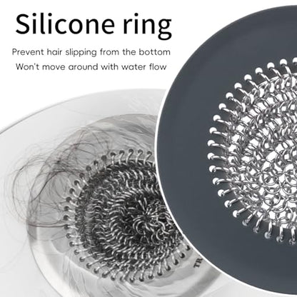 TRAPMATE Shower Drain Hair Catcher, 4.4" Anti-Clogging Bathtub Drain Cover | Easy Flip Cleaning, Traps Hair with Fast Drainage, Anti-Slip Drain Protector Fits Regular & Pop-up Drains (Patented Product)