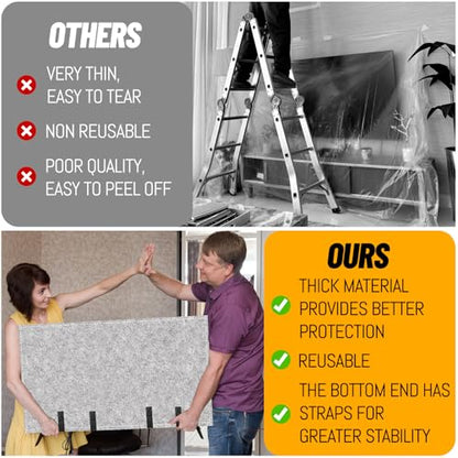 TV Moving Cover Flat Screen TV Heavy Duty Felt Screen Protector Anti-Scratch with Bottom Strap During House Moving,Storing, Painting or Home Renovation Packing Cushioning Supplies (70-75in)
