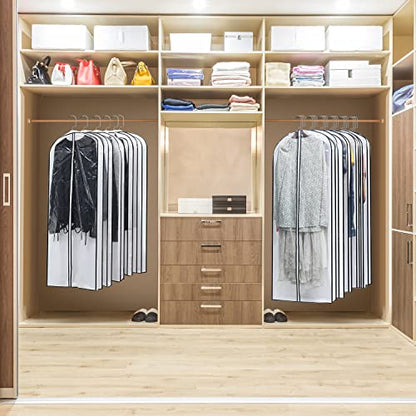 Hanging Clothes Storage with 4" Gusseted Garment Covers (Set of 6) - Clear Suit, Gown, Long Coat, Dress Protectors for Closet - 24"x 50"x 4" / 6 Pack