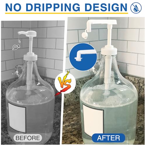 4Pcs 38-400 Leak Proof Gallon Jug Syrup Pump Dispenser | Lotion Shampoo Pump Cap Included, Fits 1 Gallon Bottle 64oz 128oz, Shampoo Laundry Detergent Containers