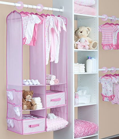 Delta Children Nursery Storage 24 Piece Set - Easy Storage/Organization Solution - Keeps Bedroom, Nursery & Closet Clean, Pink