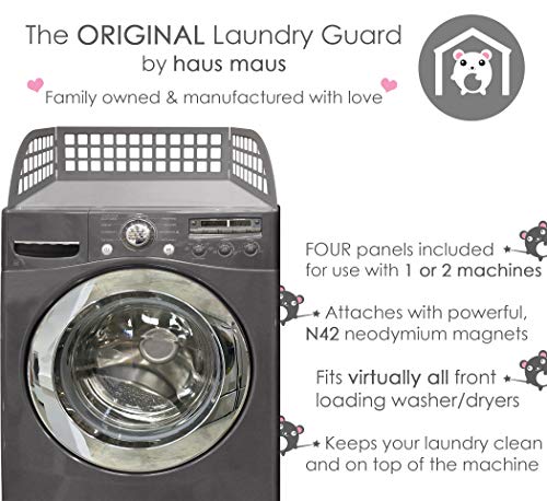 The Original Laundry Guard - Stop Laundry From Falling Behind Washer/Dryer - Invented by a US Mom - Made in NorthAmerica - Magnetic - Fits Most Front Loading Machines - Top of Fridge - Grey