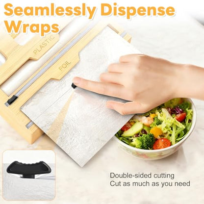 Magnetic Storage Bag Organizer 6 In 1 Ziplock Bag Organizer for Fridge and Drawer, Foil and Plastic Wrap Organizers with Cutter, Food Storage Bags Organizers for Gallon Quart Sandwich Snack