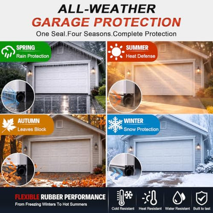 Garage Door Seals Bottom Rubber - Jobon 16.5 Ft Heavy-Duty Garage Door Weather Stripping Bottom Seal with Pre-drilled Aluminum Track Retainer Kit, Easy Installation for Home & Commercial