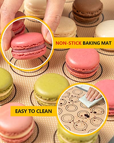Katbite Macaron Silicone Baking Mat Set of 2 Grey | 2 Half Sheet Mats, Reusable & Nonstick Macarons Baking Supplies Silicone Bakeware Mats for Macarons Cookies