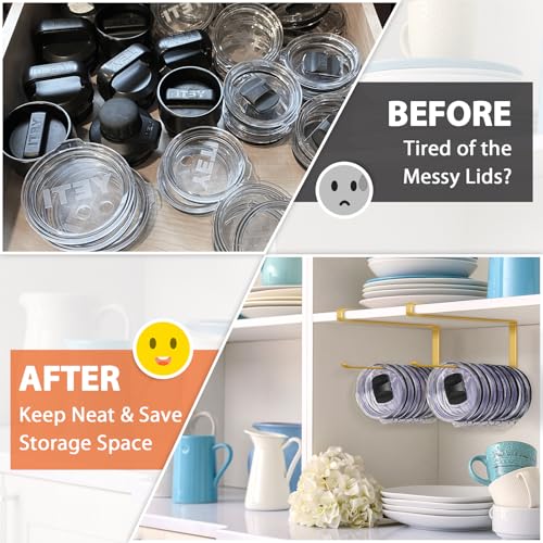 2 Pack Tumbler Lid Organizer, Versatile Tumbler St... (Gold | Iron)