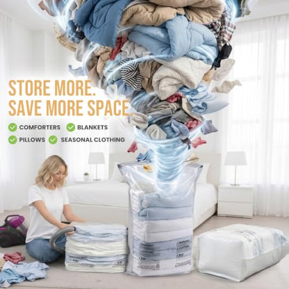 TAILI 6 Pack Vacuum Storage Bags, Jumbo Cube (31x40x15 Inch), Cream | Extra Large Vacuum Seal Bags for Clothing, Comforters, Blankets, Pillow, Bedding, No Pump Compression Cube