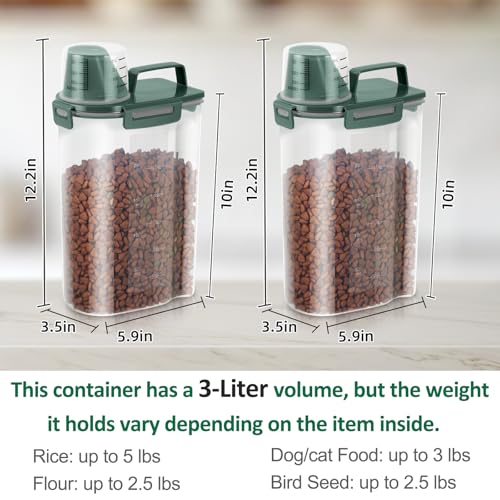 2 Pack 3 Lbs Pet Dog Cat Food Storage Containers for Travel - Pine Green