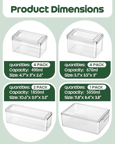 11 Pack Refrigerator Organizers and Storage, Stackable Fridge Organizer Bins, BPA-Free Clear Plastic Fruit Storage Containers for Fridge, Kitchen, Fruits, Drinks, Produce, Vegetable