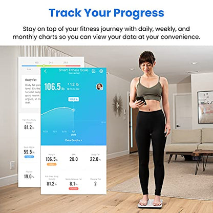 Etekcity Smart Scale for Body Weight, Body Fat, Water Weight, White, 400 lb