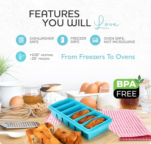 1/2 Cup Silicone Freezer Tray With Lid - Silicone Freezer Molds 2-Pack For meal prep & freezing of various sauces and other dishes, makes 12 perfect 1/2 cup portions cubes,oven and dishwasher safe