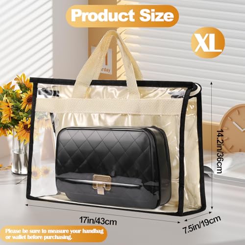 5 Pack Dust Bags for Handbags, Purse Dust Bags, X-Large | Purse Dust Bags with Zipper and Handle, Clear Anti-dust Purse Storage Bag, Hanging Handbags Cover for Closet Hanging Storage