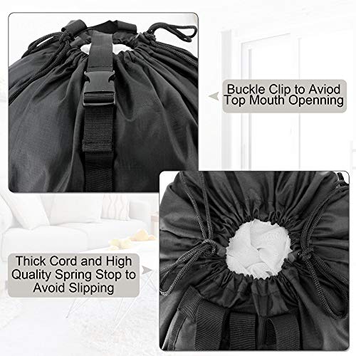 BeeGreen Laundry Bag Backpack w Adjustable Shoulder Straps College Dorm Essentials w Drawstring Closure for Travel Camp Heavy Duty Laundry Hamper Backpack Portable w Handle Xlarge Black
