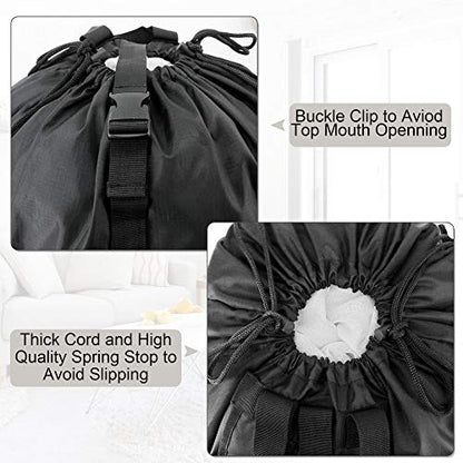 BeeGreen Laundry Bag Backpack w Adjustable Shoulder Straps College Dorm Essentials w Drawstring Closure for Travel Camp Heavy Duty Laundry Hamper Backpack Portable w Handle Xlarge Black