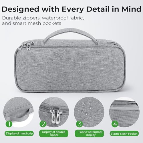 MUSICOZY Sleep Mask Case, Travel Organizer Bag for Electronics Accessories | Polyester Travel Pouch with Partition Pockets, Adjustable Dividers for Cables Chargers Headphones and Portable Accessories