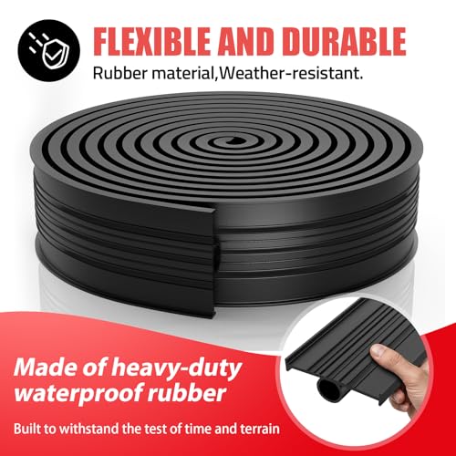 Jin&Bao Garage Door Bottom Rubber Seal 5/16" T-End 16FT & 2 End Plugs Black | 5/16" T-end garage door seal,double weather barrier,2 end plugs,flexible rubber,easy trim,tool-free slide-in install
