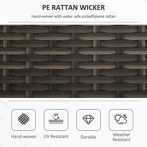 Outsunny 29 Gallon Patio Wicker Storage Bench Outdoor PE Rattan Red | Furniture, 2-In-1 Large Capacity, Rectangle Garden Storage Box, Handles, Cushion