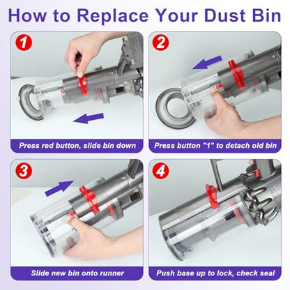 Upgrade V11 V15 Vacuum Dust Bin Canister Replacement Parts for Dyson | Fits V15 V11 SV14 SV15 SV22 Cordless Vacuum Cleaner, For Dyson Vacuum Attachments & Accessories No. 970050-01 & 965443-01
