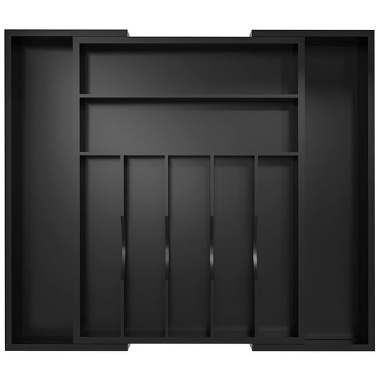 Utensil Organizer Silverware Drawer Organizer - Ba... (Black | Bamboo)