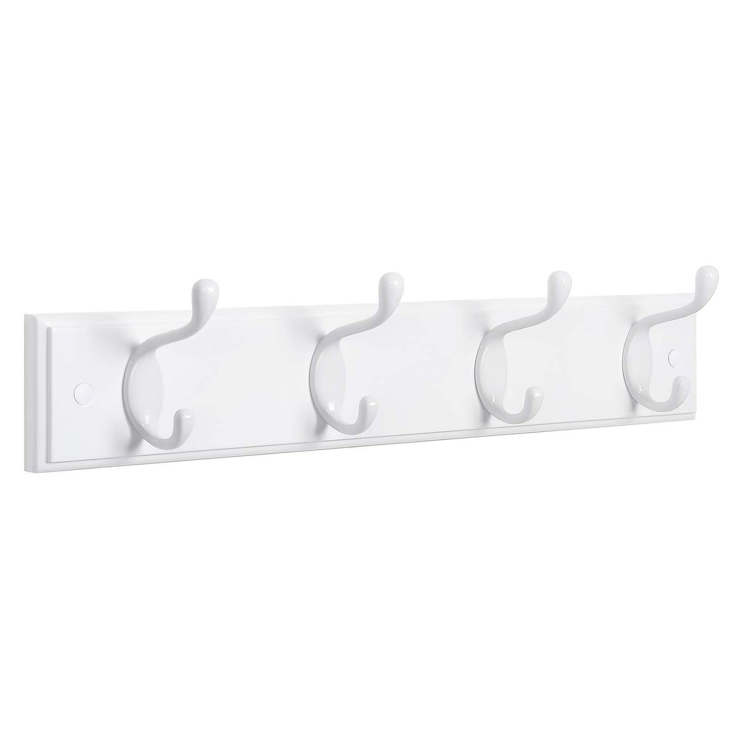 SONGMICS Wall-Mounted Coat Rack, Hook Rack, 4 Dual Metal Hooks, White | For Coats, Bags, Keys, in the Entryway, Bedroom, Living Room ULHR23WT
