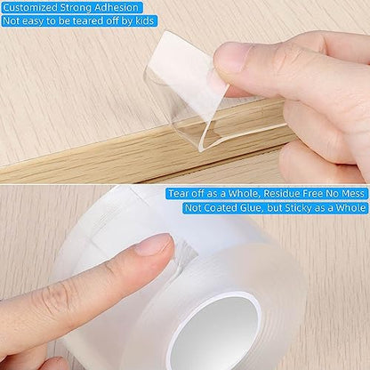 Clear Edge Protector Strip,1 Pack x 1.57in x 9.84FT | Sharp Edge Wrap Cover Tape, Self Adhesive Protective Bumper Guards for Cabinet Door Desk Bed Furniture Waterproof