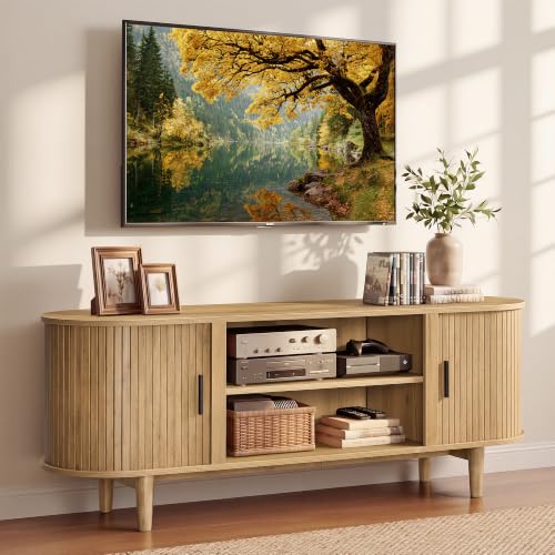 TV Stand for 65-Inch TVs, Mid Century Entertainmen... (Sand Brown)