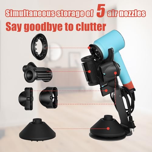 CATOOMUU Grey Hair Dryer Stand Holder for Dyson Supersonic Nural HD16 HD15 | Blow dryer accessory organizer, attachments counter storage rack, space saving bathroom vanity dock