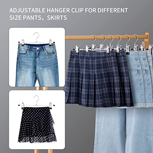 30 Pack Pants Hangers with Clips Skirt Hangers for Women Shorts Hangers Heavy Duty Metal Clothes Hanger for Closet Space Saving Non Slip Trousers Hanger Jeans Hanger for Men,Black,14 Inch
