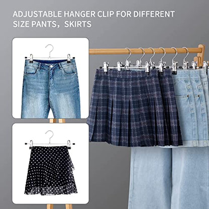 30 Pack Pants Hangers with Clips Skirt Hangers for Women Shorts Hangers Heavy Duty Metal Clothes Hanger for Closet Space Saving Non Slip Trousers Hanger Jeans Hanger for Men,Black,14 Inch