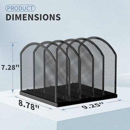 5-Section Vertical Desktop Organizer, 5-Section Mesh File Folder Stand Sorter for Office Home Classroom Organization