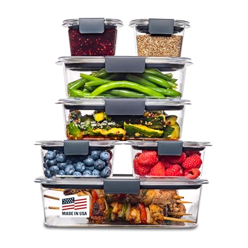Brilliance Food Storage Containers, 14 Piece Plast... (Clear, Grey | Plastic)