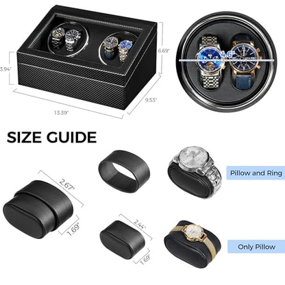 ANWBROAD Watch Winders for Automatic Watches, 4 Watch Winder | Automatic Watch Winder with 4 Watches Rotator and 6 Extra Storages,Japanese Quiet Motor,Carbon Fiber Watch Winders,UJWW012C