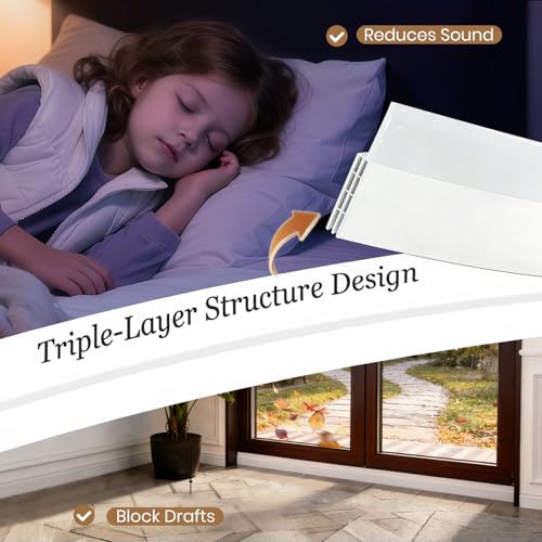4 Pack Door Draft Stopper, Door Sweep for Bottom of Door,2''W X 39''L,White | Blocker Draft Noise Cold Air, Strong Adhesive, Energy Saving Door Gap Filler for Interior & Exterior Door, Quick Installation