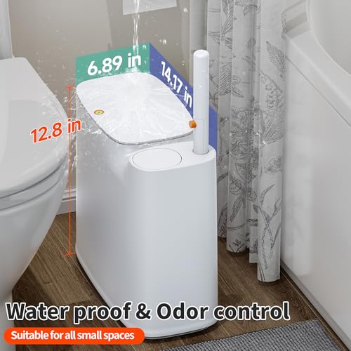 CTIME 3 in 1 Bathroom Trash can with toilert Brush,36 Refills | 3 in 1,modern bathroom, 36 Refills,bathroom, toilet