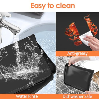 Silicone Coffee Maker Mat with Lip for Countertops, 19.7'' x 15'', Black | Multi leak-proof coffee tray for countertop, non-slip silicone tray for under coffee machine espresso accessory, wipe-clean