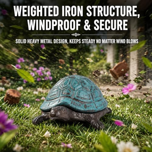 Cast Iron Turtle Key Hider Waterproof Hidden Key Holder for Outdoor | Decorative Hide a Key Garden Accessory for Yard, Patio, Lawn, Indoor & Outdoor Ideal Gift for Homeowners Family and Friends