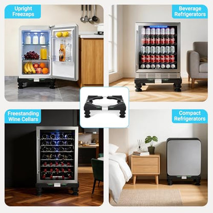 Mini Fridge Stand Universal Raised Base Adjustable Refrigerator Stands with 4 Strong Feet Washing Machine Pedestal Multi-Functional Bases for Dryer (Black)